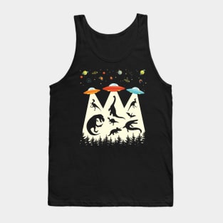 Funny Dinosaur UFO Lover Retro Vintage Alien Abduction Tank Top